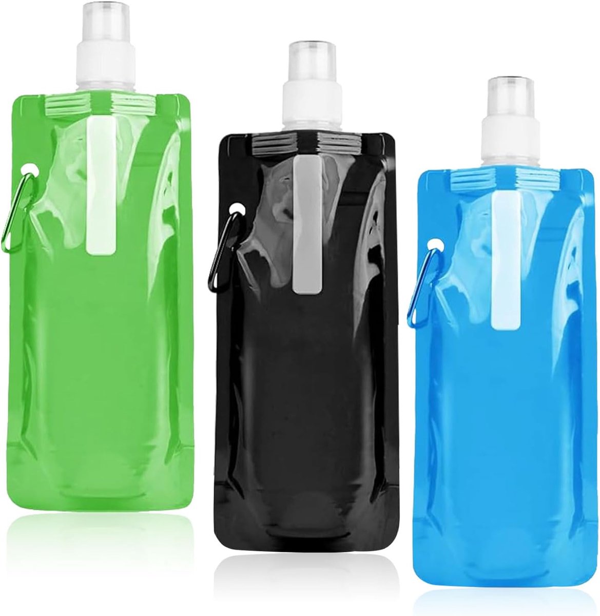 Opvouwbare drinkfles, 500 ml, 3 stuks, 500 ml, opvouwbare waterflessen, drinkflessen, opvouwbaar, draagbare opvouwbare waterfles, scooter