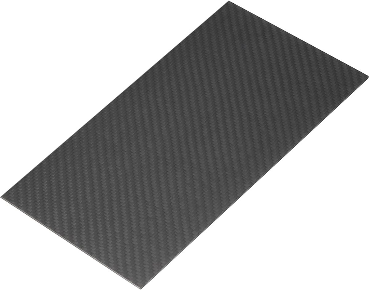 3K Koolstofvezelplaat, platen van koolstofvezel, 100 x 250 x 2 mm, matte koolstofvezelplaat met visgraatpatroon, flexibel, voor modelauto's