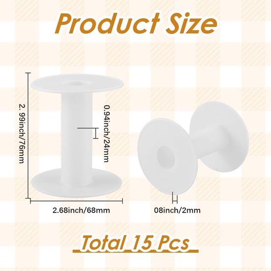 15Pcs 68 x 74mm Lege Plastic Spoel Lange Spoelen Wit Weven Loopvlak Ketting Tape Draad Houder Organizer String Bulk Voor Ambachten Kruissteek Haak Benodigdheden Borduurwerk Naald Garen — afbeelding 2