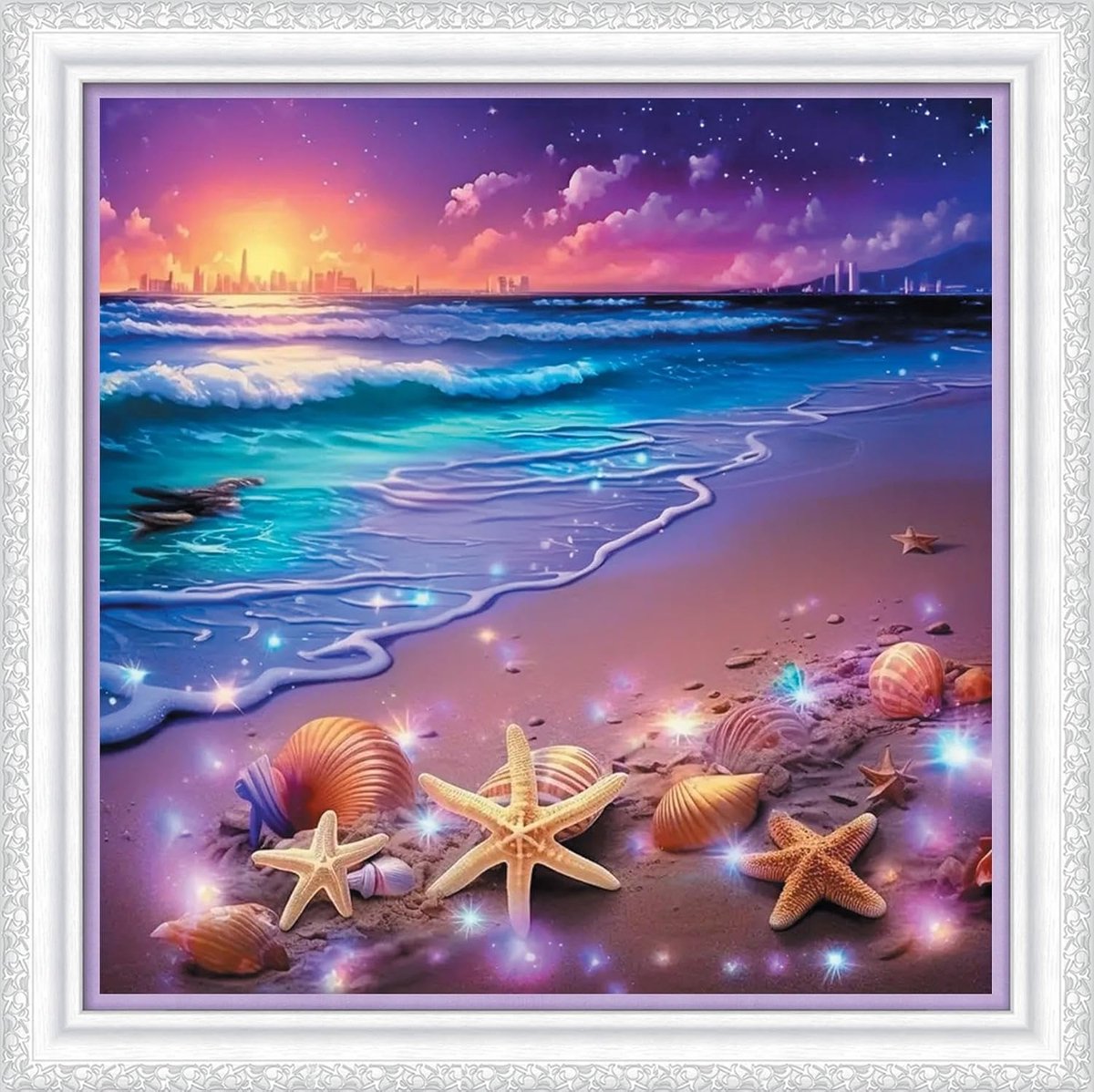 11 Count Gestempelde Kruissteek Kits voor Beginners Volwassenen, Zonsondergang op Het Strand Voorgedrukte DIY 11ct Borduurwerk Naaien Starter Kit Handwerken Gemakkelijk Patronen