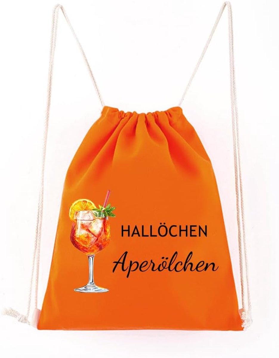 Aperölchen sporttas, Holy Aperol gymtas met trekkoord, gepersonaliseerde gymtas, rugzak, gymtas (37 x 46 cm), oranje, 44