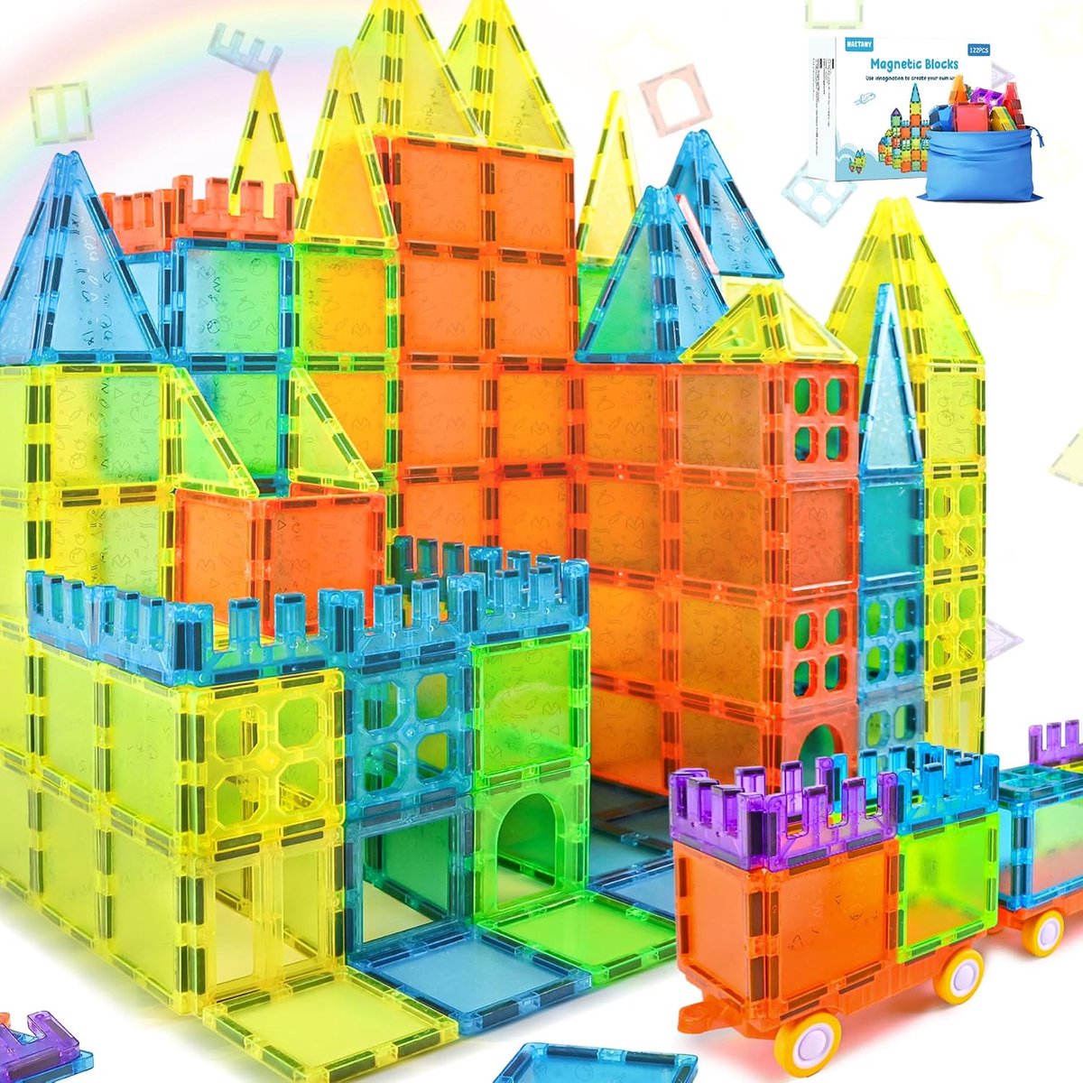 Magnetische bouwstenen, 122 delen magnetische bouwstenen kinderen