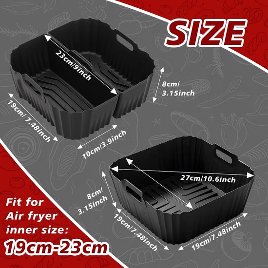 29 Stuks Silicone Airfryer Vorm Accessoires, Airfryer Pan voor Philips 2000 6.2L NA230, Air Fryer Liners Set voor Cosori 5.5L 6 L 6.2L, Siliconen Bakvorm voor Ninja Heteluchtfriteuse — afbeelding 5