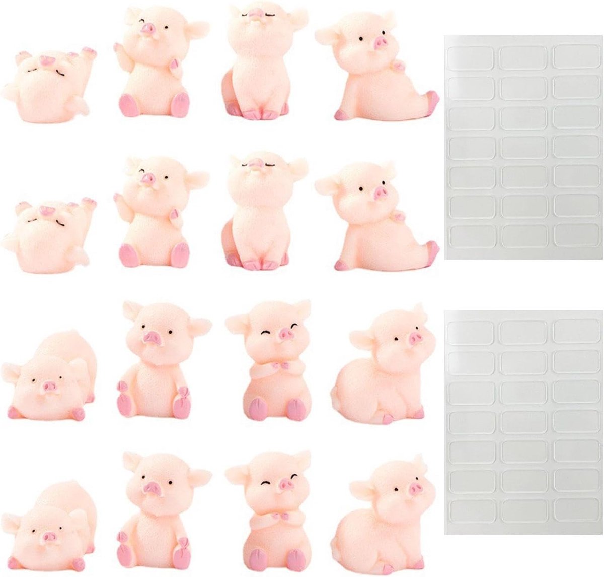 Piggy ornamenten 16 stuks - schattige decoratie - zelfklevende stickers - voor bureaudesktops - ShopVlot