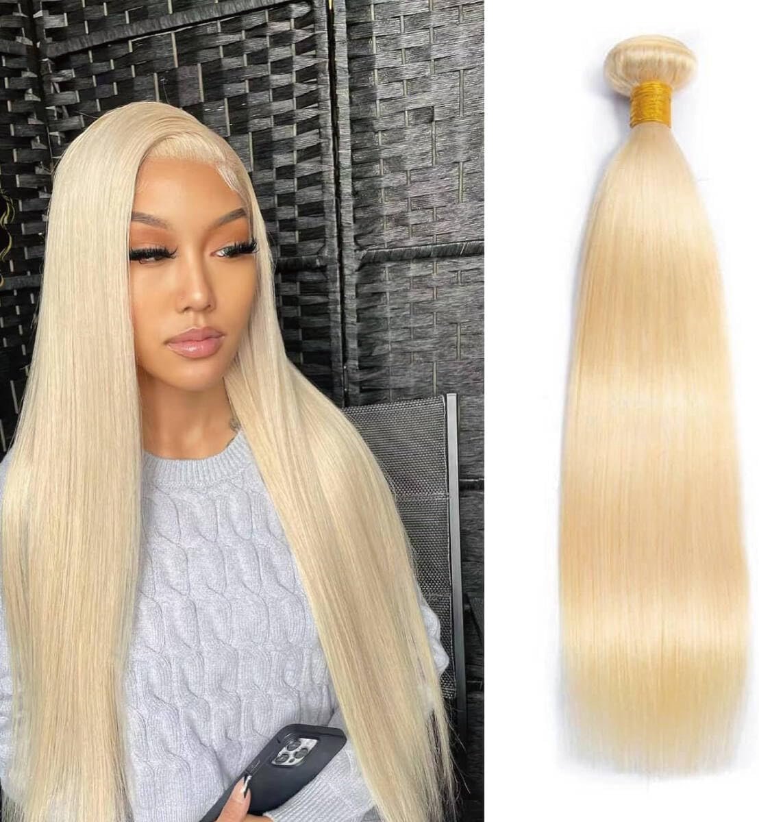 Human Hair Bundles echt haar vlechten extensions Sew in Hair Double Weft Weave #613 Blonde 60cm 100g