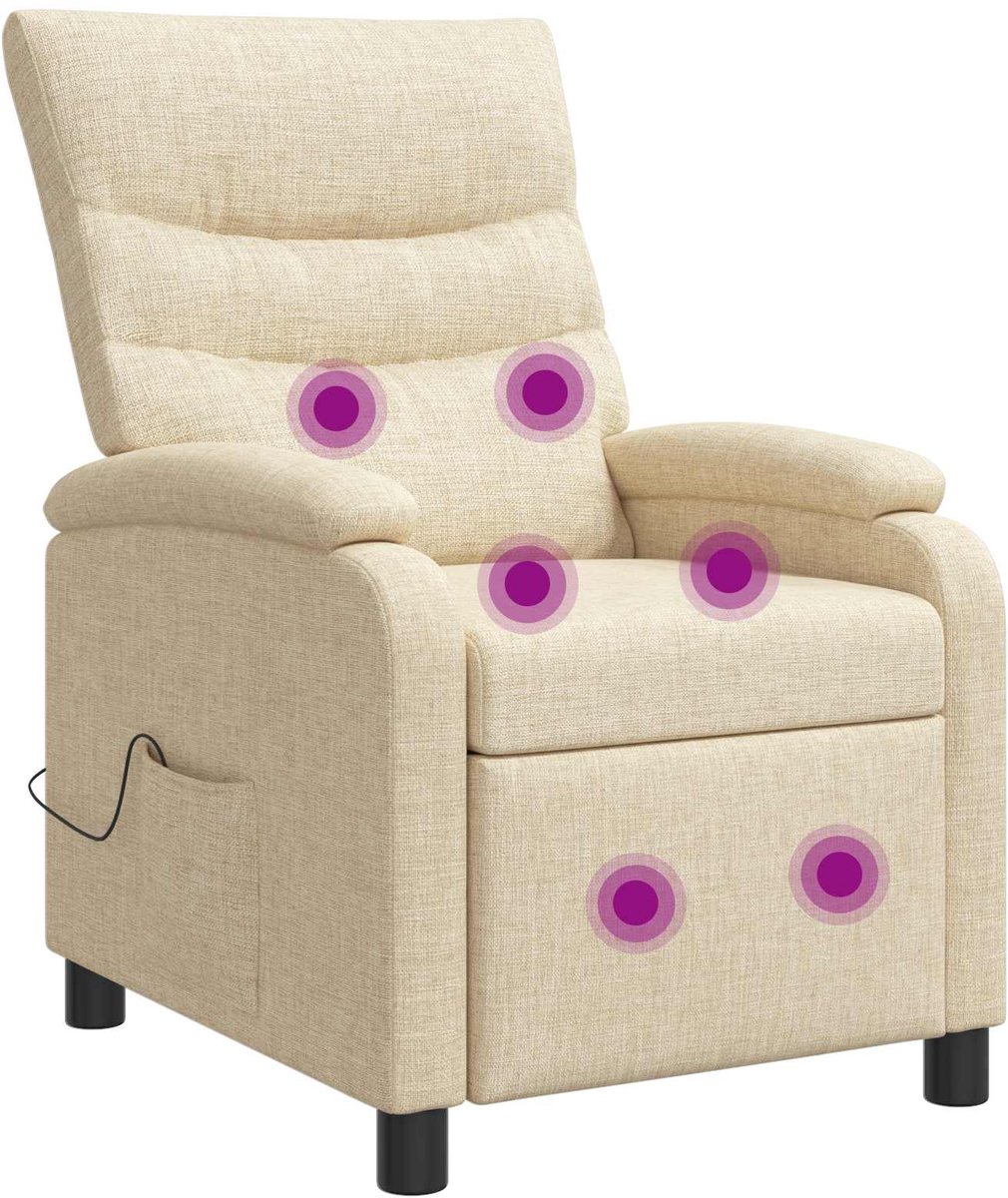 vidaXL Massage - Relaxstoel - Crèmekleurig - Stof