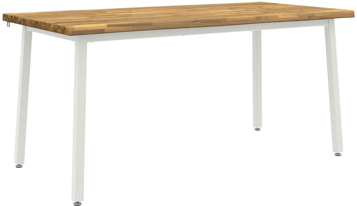 vidaXL Eettafel - met - levendige - rand - 160 - x - 80 - x - 75 - cm Wit
