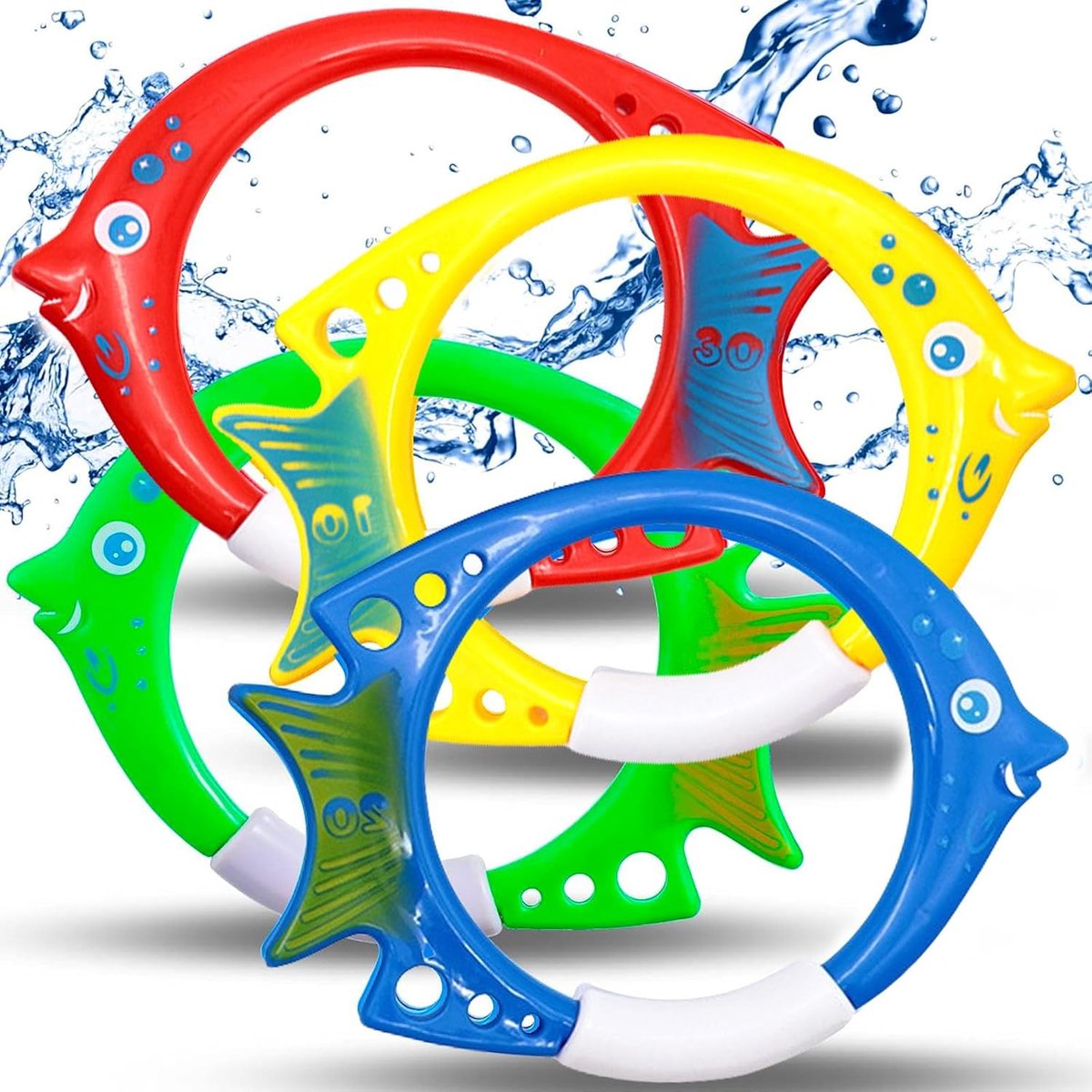 4 stuks duikspeelgoed, visring, duikspeelgoed voor kinderen vanaf 5, 6, 7, 8, 9, 10, zwembadspeelgoed, onderwaterzwembadspeelgoed, waterspeelgoed voor jongens, meisjes, kinderen, zomer, cadeau, duiken