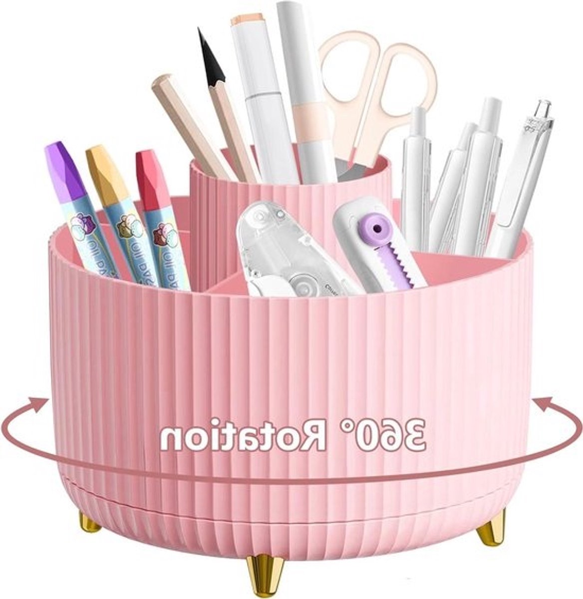 Bureau Organizer - Pennenhouder Tafel - Bureau Opruimen - 360 Graden Draaibaar - 15 cm Diameter - Roze