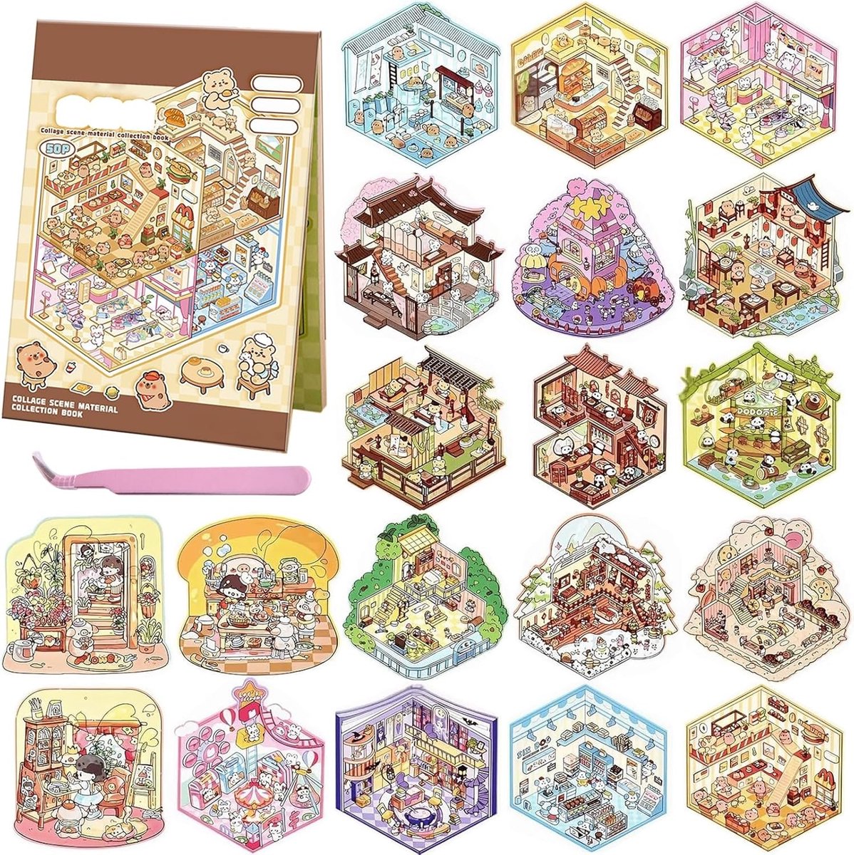 20 Stuks 3D Stickers voor Miniatuurscènes - Creatieve DIY Stickers voor Thuisdecoratie en Knutselen voor Volwassenen en Kinderen
