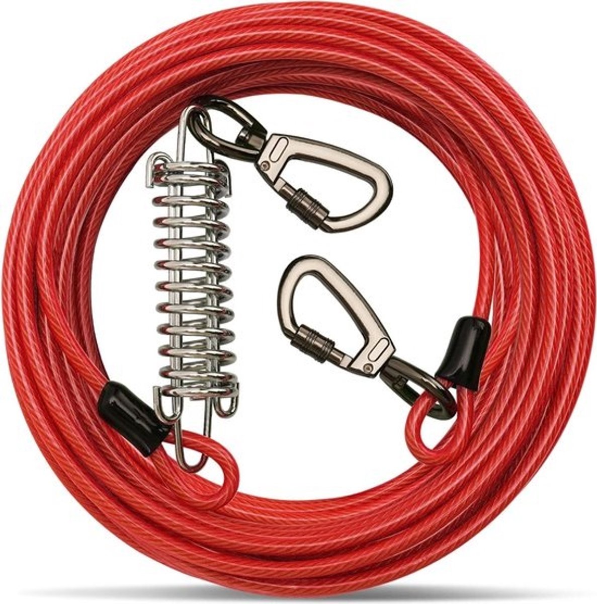 Hondenlijn Uitlaatkabel - Hondenrenlijn Outdoor - Tuin Veiligheid - Schokabsorberende Veer - 30 voet - Rood