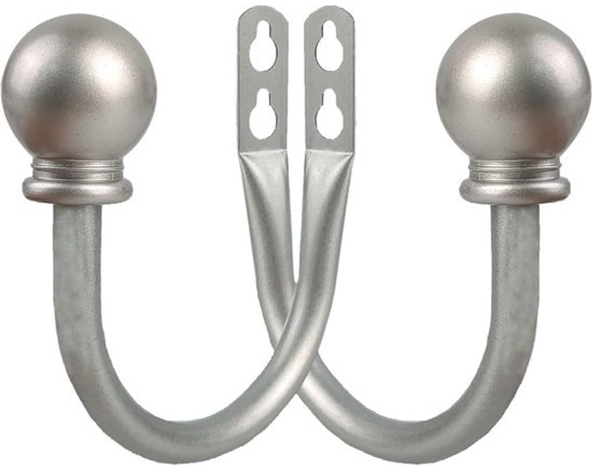 Gordijnhouders - Gordijnhaken - Gordijnen Ophangen - Metalen Staaf - 2 stuks - Nikkel