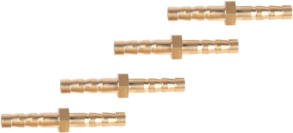 Dailygoods- Fitting - 4 Stuks - Messing - Slang Barb - Reducer - Connector - Slijtvast Materiaal - Slangconnector