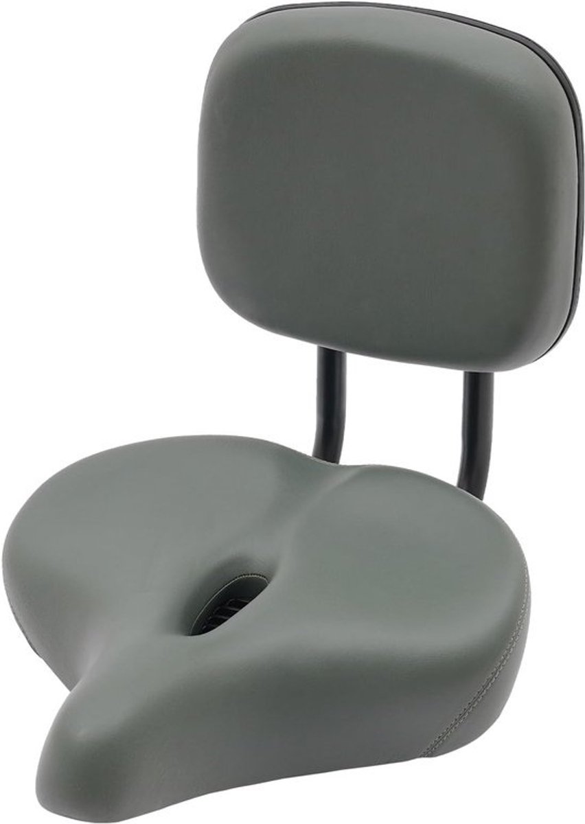 Fietszadel met rugleuning - Comfortabel fietszadel - Comfortabel fietsen - Verstelbare rugleuning - Universeel - Grijs
