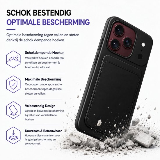 Geschikt voor iPhone 18 Pro / 17 Pro Pasjes houder Hoesje Case ...