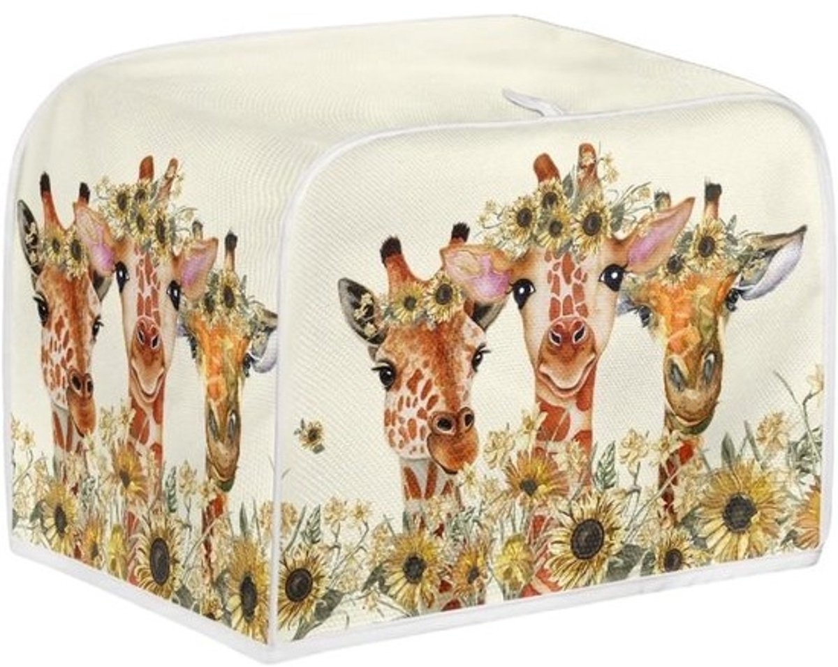 Broodroosterhoes - Apparaathoes Keuken - Keuken Decoratie - Wasbaar Stofbescherming - 29x20x19 cm - Giraffe Zonnebloemen