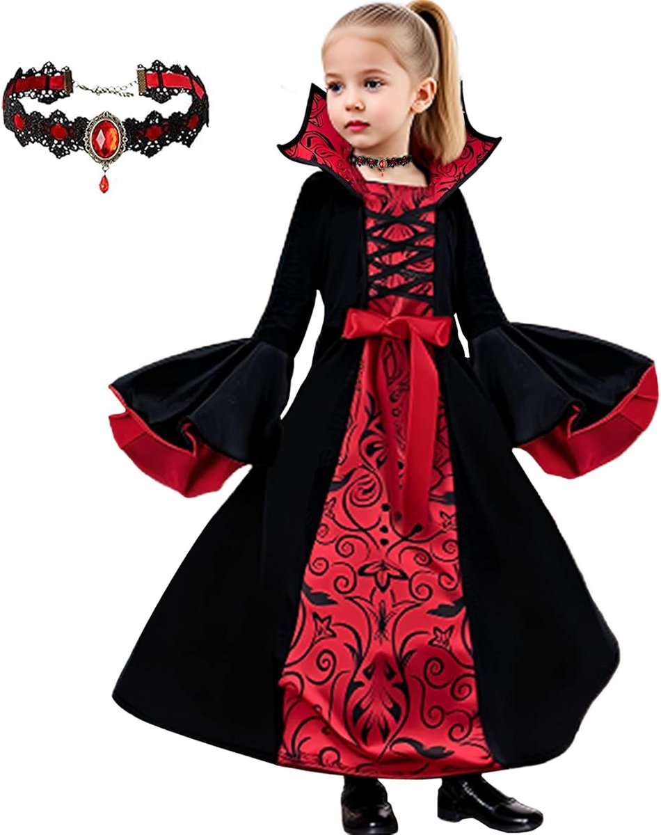 Kostuums kinderen gothic dracula vampierkostuum voor carnaval verkleden cosplay partyjurk