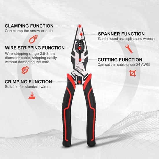 Multifunctionele Combinatietang 8 Inch - Met Griptangen en Snijfunctie — afbeelding 3