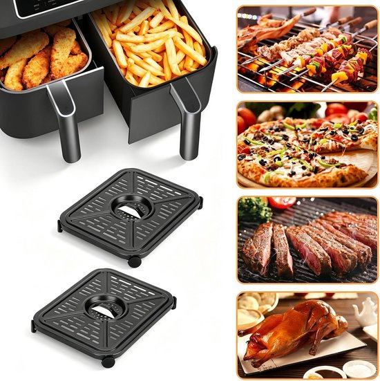 grillpan voor Ninja Foodi AF400UK 9,5L 6-in-1 9,5L DualZone 2 laden airfryer accessoires, vervangende onderdelen grillpan, vaatwasmachinebestendig — afbeelding 5