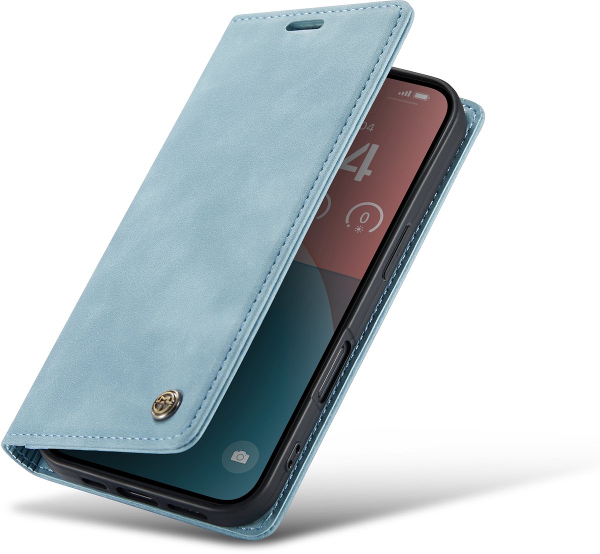 Casemania Hoesje Geschikt voor Apple iPhone 18 Pro Max - Aqua Blue - Dunne Bookcase met Pasjeshouder - Slim Wallet Case - Licht Blauw