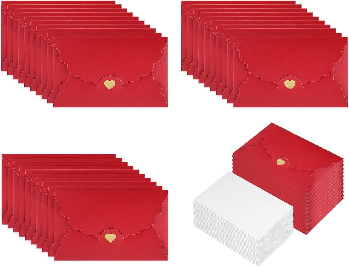 30 stuks enveloppen rood, 17,5 x 11 cm, parelpapier enveloppen