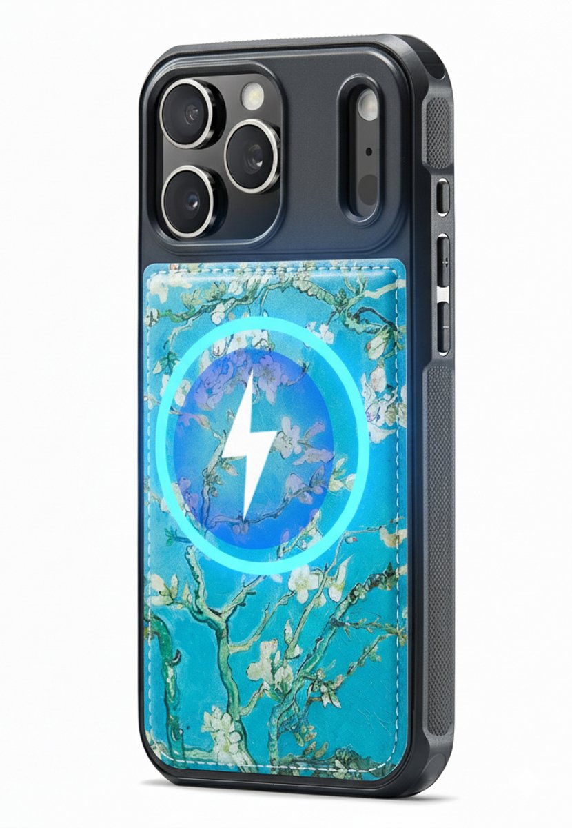 Casemania Hoesje Geschikt voor Apple iPhone 18 Pro - Amandelbloesem Print - Van Gogh - Magnetisch Kunstleren Back Cover - Telefoonhoesje Geschikt voor MagSafe