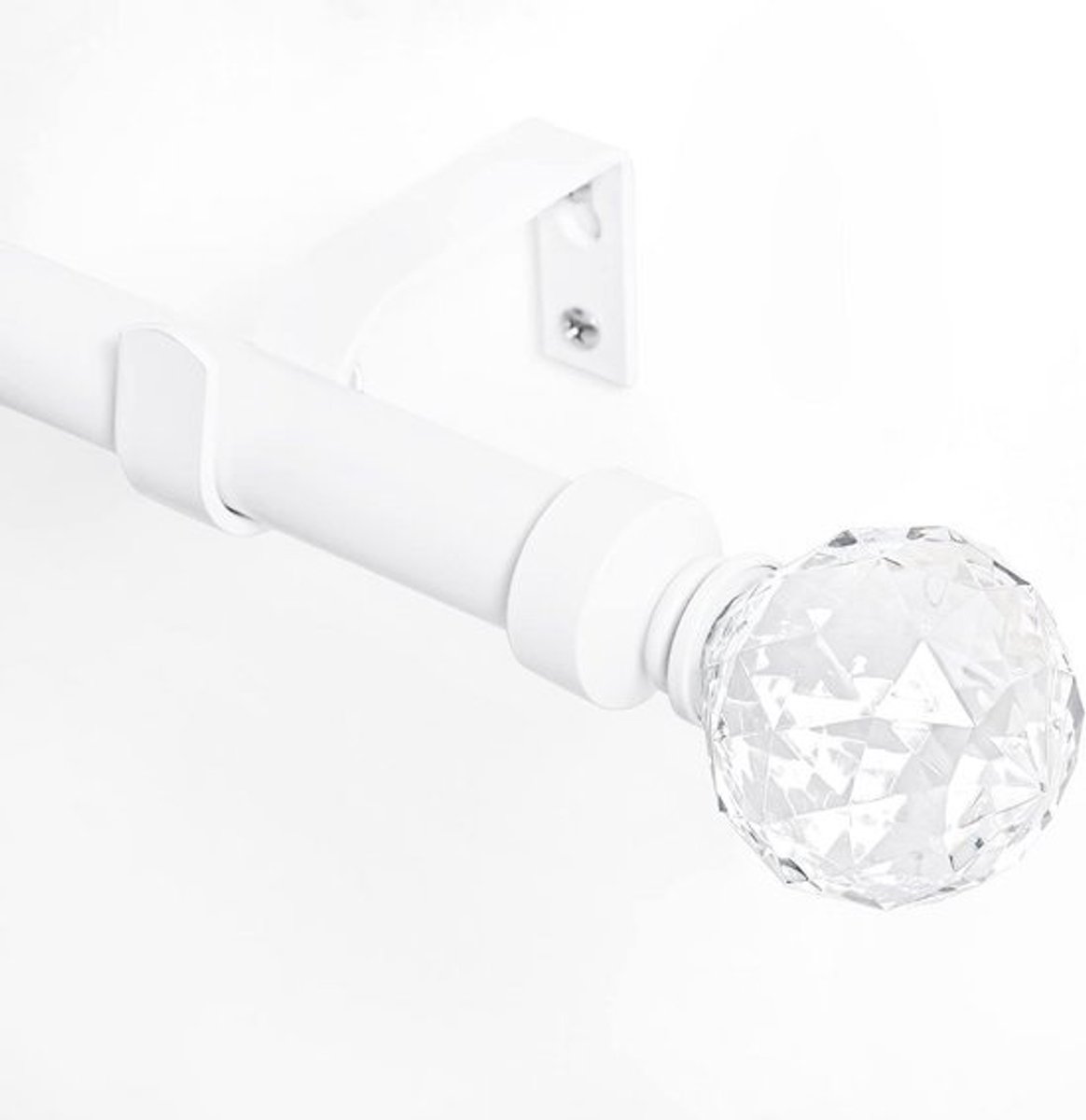Verstelbare Gordijnroede Metaal 28-48 Inch - Decoratieve Roede met Facet Bol Eindknoppen