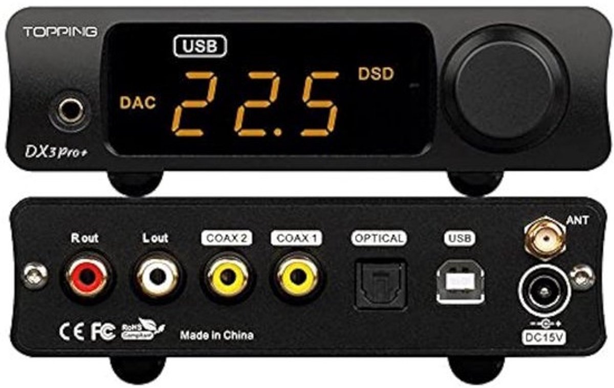 Bluetooth Audio Decoder en Versterker met DSD512 ondersteuning