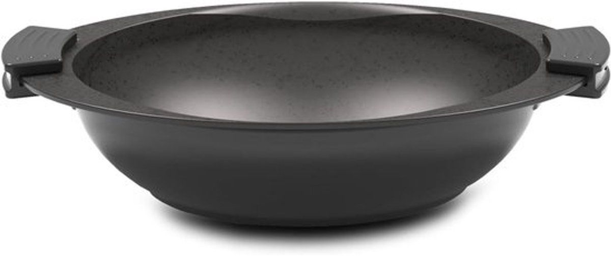 Wokpan met 2 handgrepen 28 cm aluminium Zwart