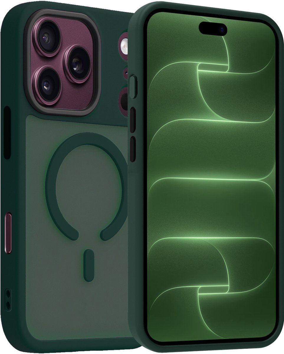 Hoesje Geschikt voor Apple iPhone 18 Pro - Magsafe Compatible - Sterk & Shockproof - Back Cover - Shock Proof Case - Telefoon Hoes Shockproof - Donkergroen