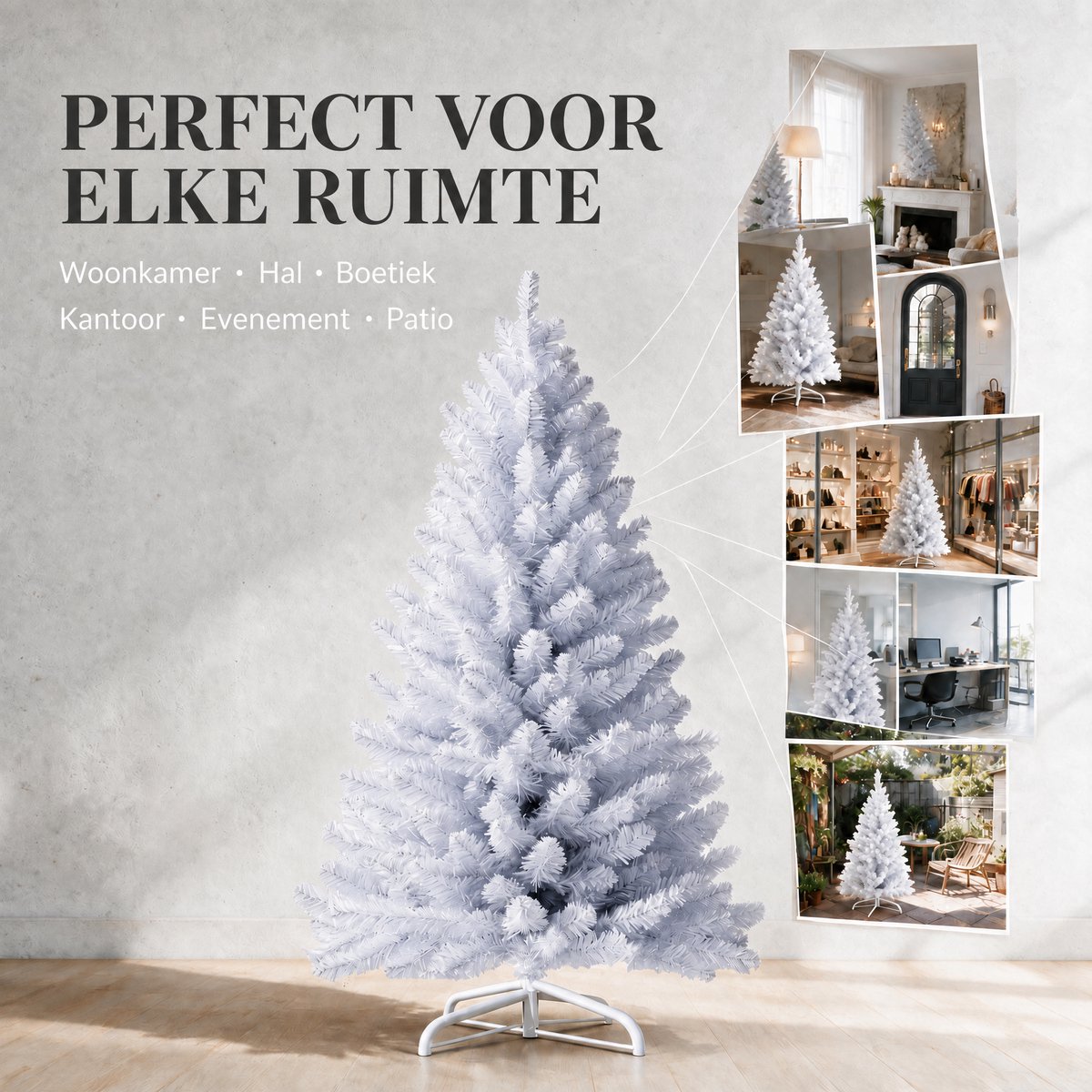 Arvioo-Kunstkerstboom-wit-PVC-210cm-buigbare-takken-metalen-voet – foto 6