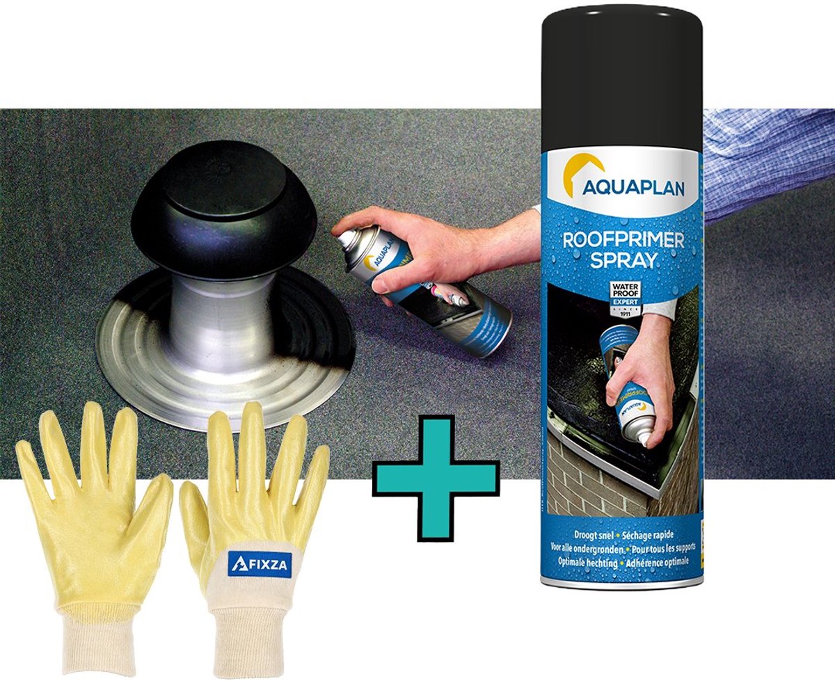 AQUAPLAN Hechtvernis voor daken – set – Roofprimer Spray – Sneldrogende bitumen primer voor optimale hechting van dakbedekking – 1x 500 ml