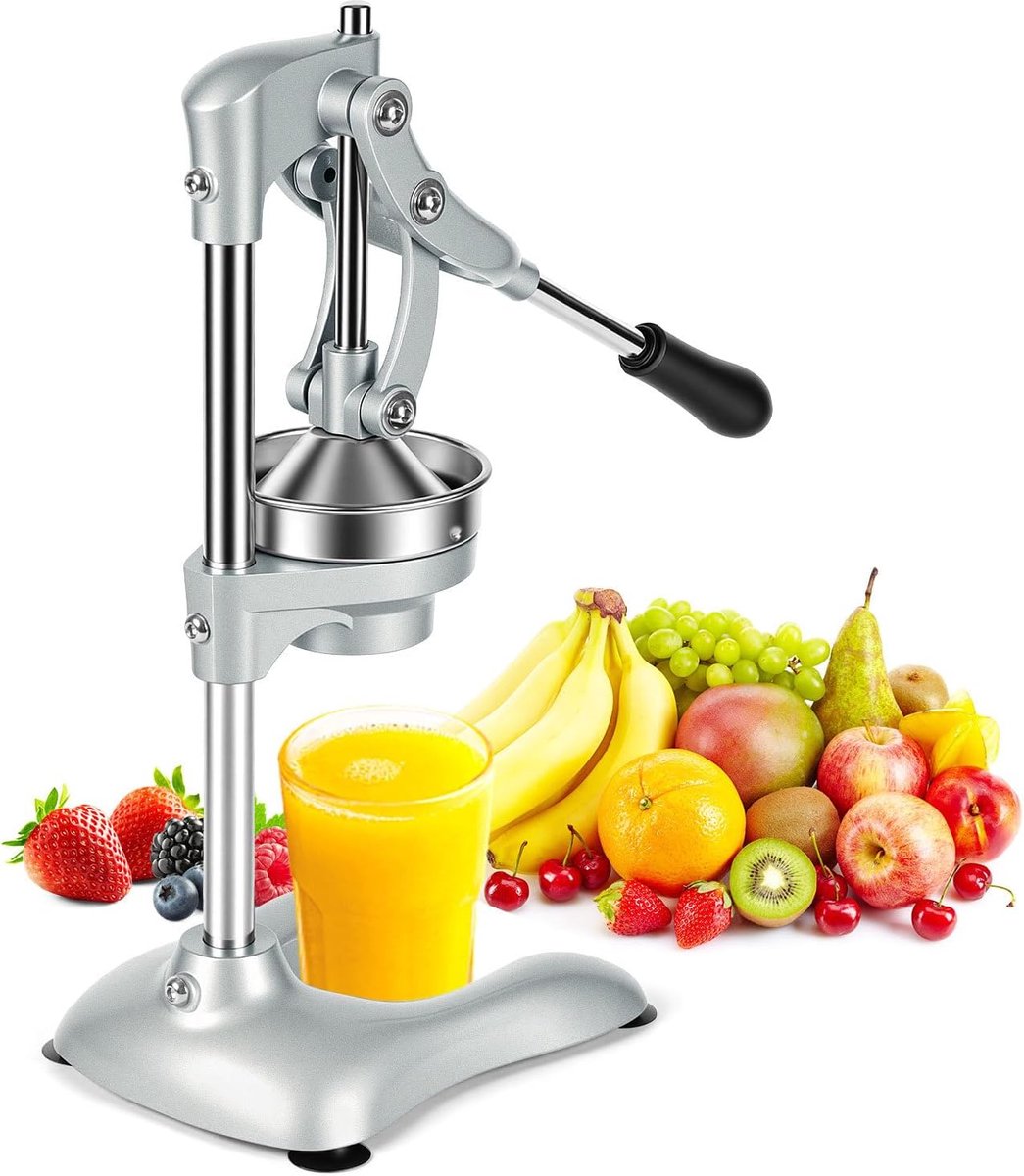Handmatige sappers, citruspers met hendel en 2 perskoppen, handmatige sinaasappelpers van aluminiumlegering met 304 roestvrijstalen zeef, handpers voor sinaasappelen, citroenen, grapefruit