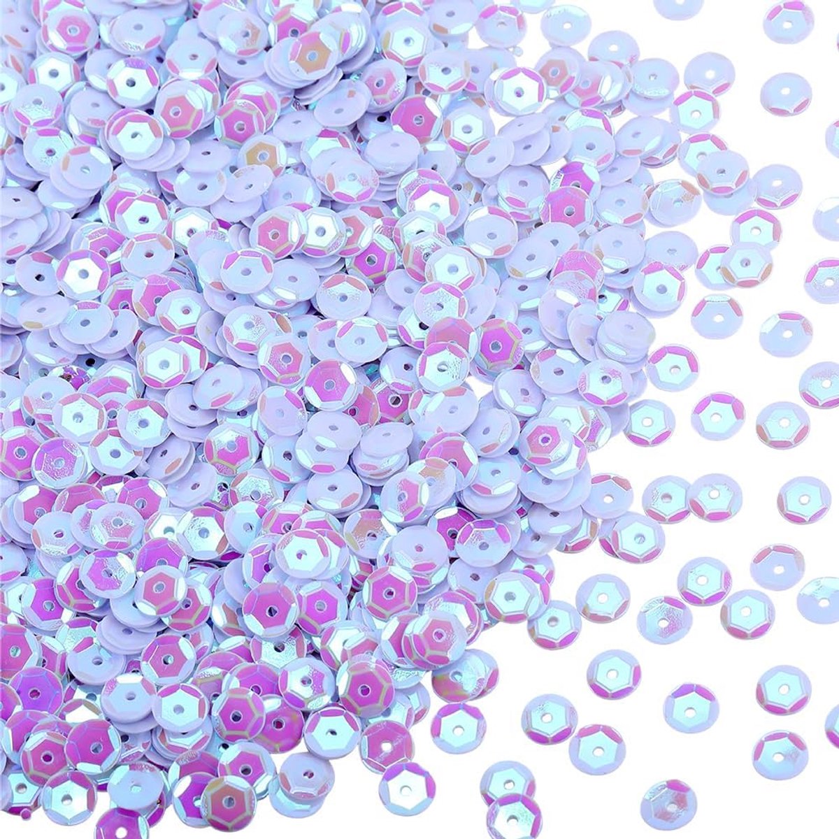 Roze Witte Ronde Pailletten Bulk Glitter Platte Pailletten Kralen Losse Cupped Bling Spangle Xmas Pvc Kralen Voor Naaien Maken Kunst Nagels Kleding Accessoires Kerstfeest Diy