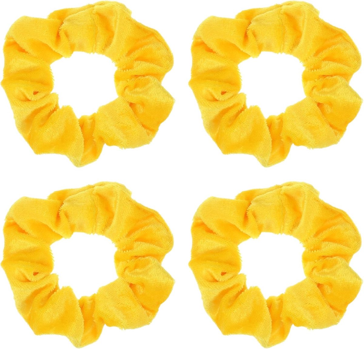 Fluwelen haarelastiekjes in ganzengeel - 4 zachte elastische haarbanden voor dames en meisjes, perfect voor elke haarstijl