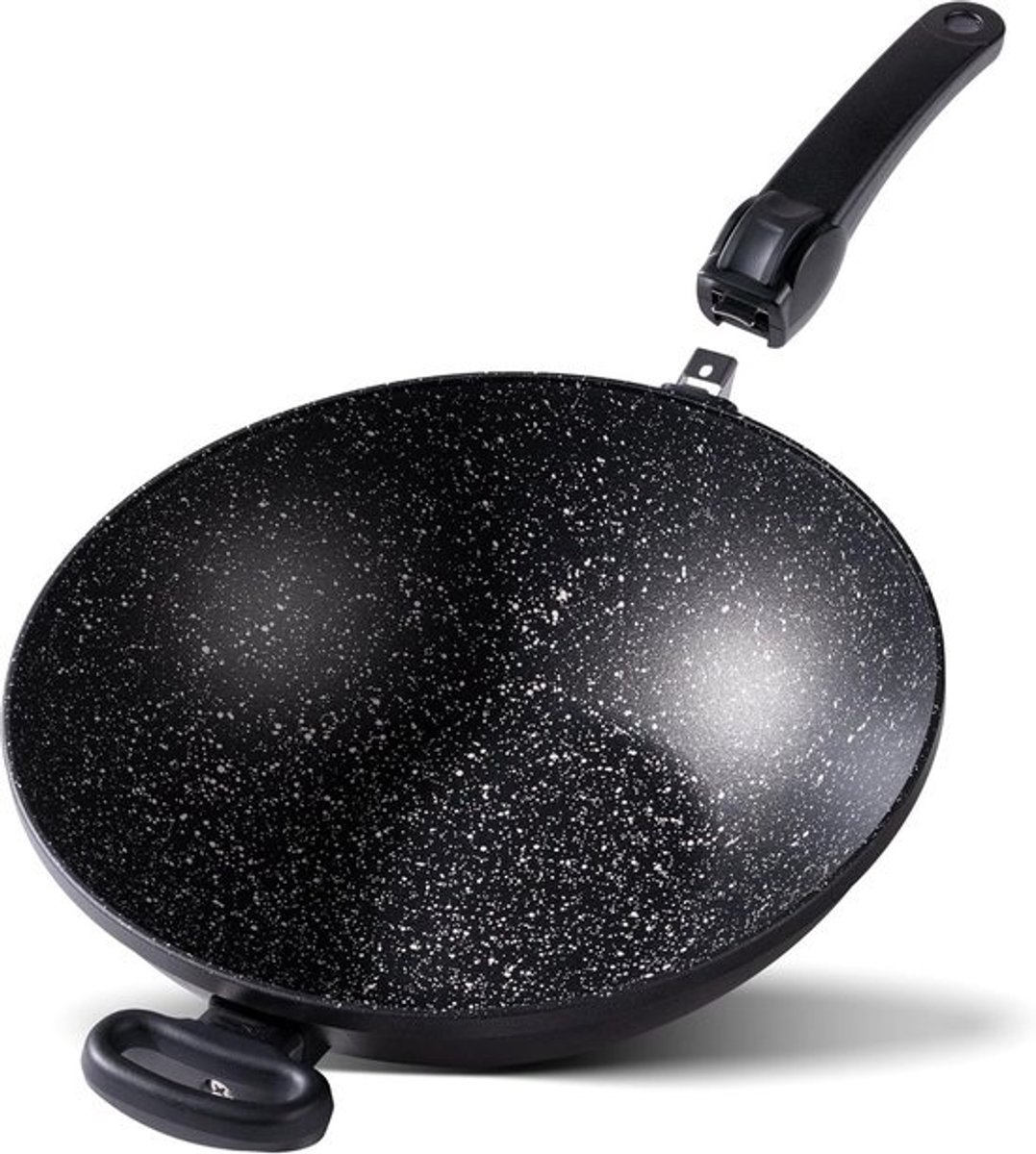 Gegoten Wokpan - Roerbakpan Diep - Snel Koken - Afneembare Handgreep - 32 cm Diameter