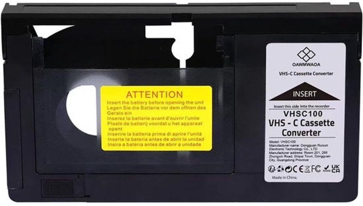 VHS Adapter - Videoband Converter - Oude Opnames Bekijken - VHSC Compatibel - 20 x 11 x 3 cm - Zwart
