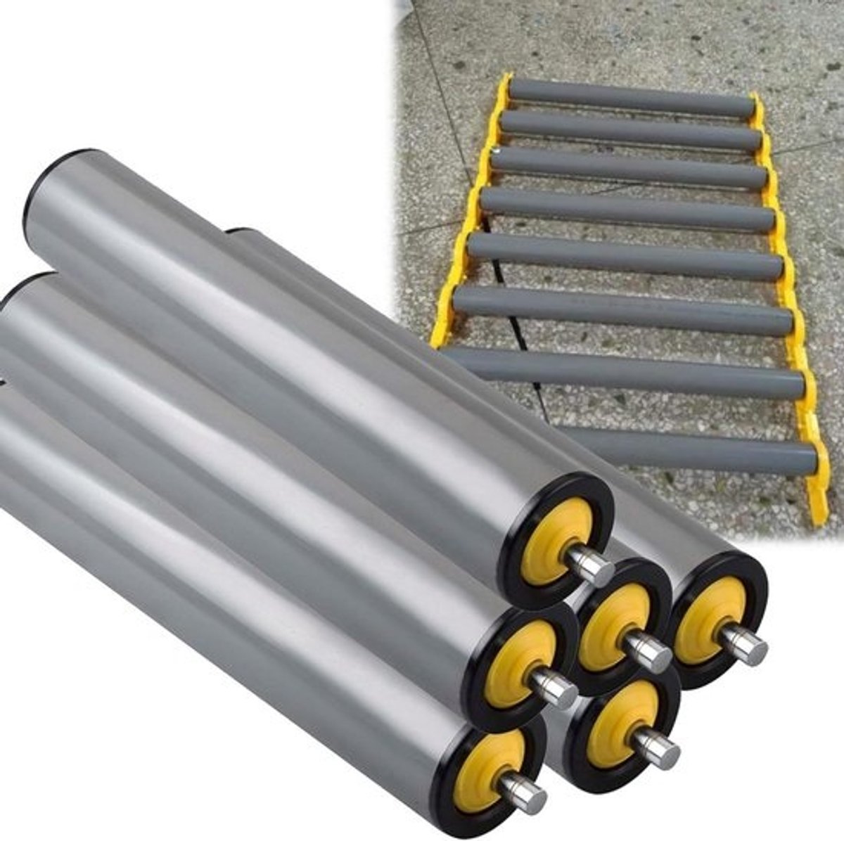 Transportband Rollen - Ontladingsrollen Materiaalrollen - Materiaal Verplaatsen - Roestvrijstalen As - 38 mm - Zilverkleurig