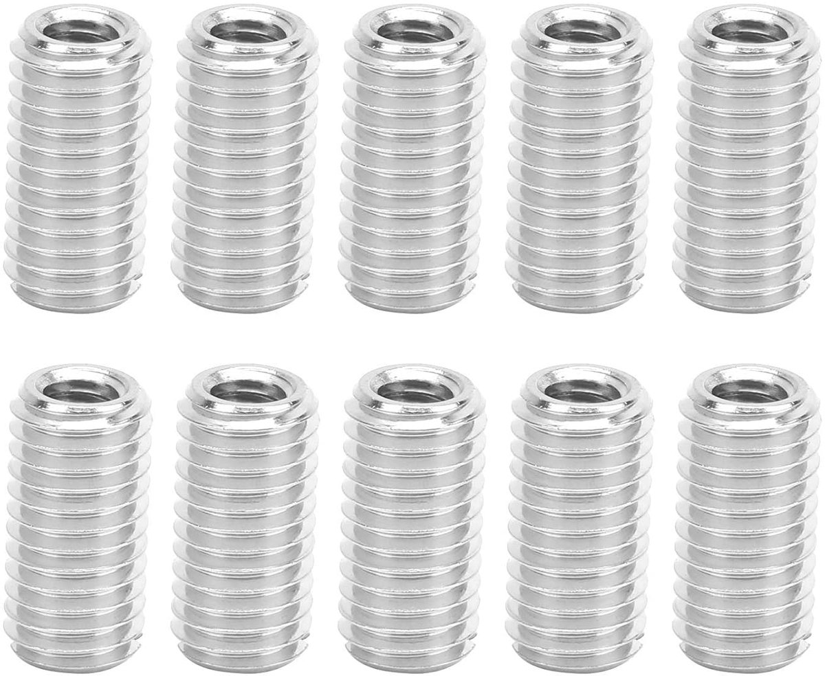 Dailygoods- Reparatiemoer 10 Stuks - Roestvrij Staal 303 - Binnendraad M6 x 1,0 - Buitendraad M10 x 1,5 - Lengte 20 mm - Sleufschroefdraadreparatie -