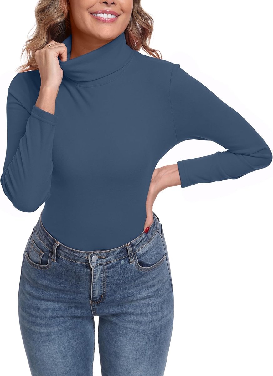 Thermo shirt met lange mouwen voor dames, rolkraag, hoge kraag, slim fit, warm onderhemd, lange mouwen, top, thermisch ondergoed voor winter, dagelijks gebruik, nauwsluitend, comfortabel