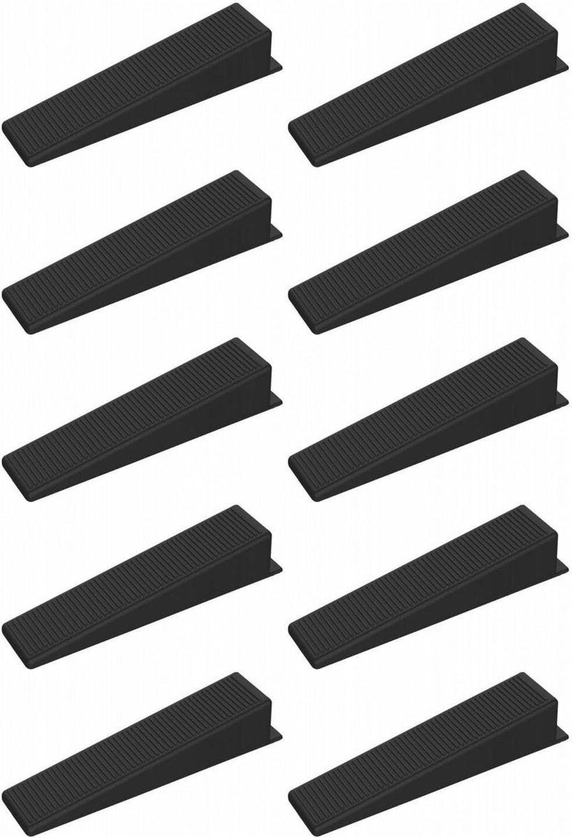 Dailygoods- Hekpaneelwiggen 10 stuks - Zwarte Kunststof Wiggen - Lichtgewicht - Waterpas Stellen - Stevig en Duurzaam - Afmetingen 8,5 x 2 x 1,6 cm