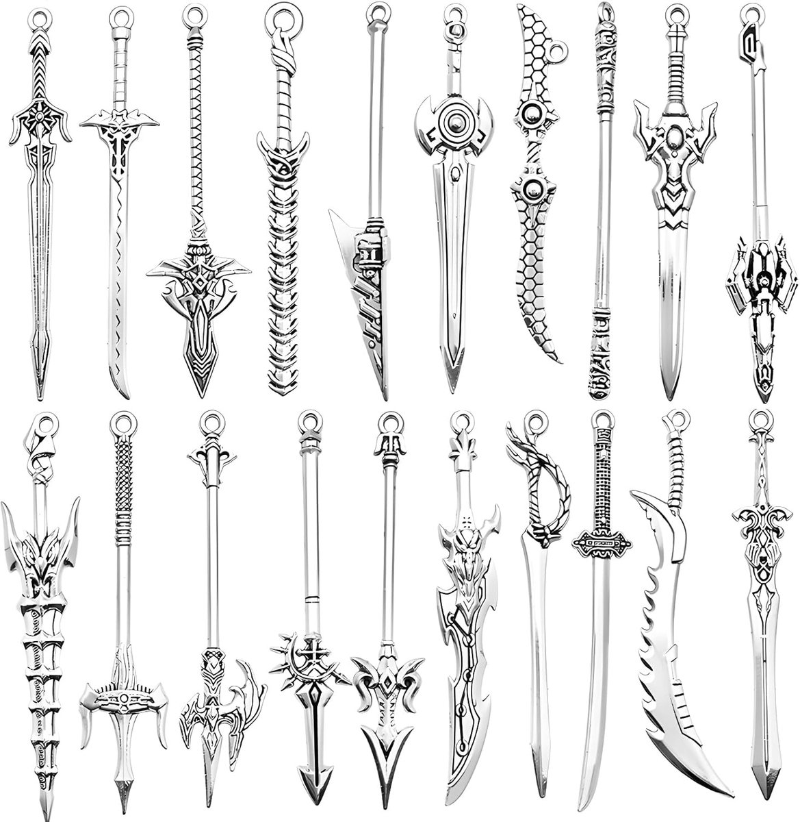 Dailygoods- Boekenleggers 20 stuks - Antieke Zwaarden/Messen - Vintage Bladwijzers - Metaal - Cadeaus voor Boekenliefhebbers - Ongeveer 7 cm lang
