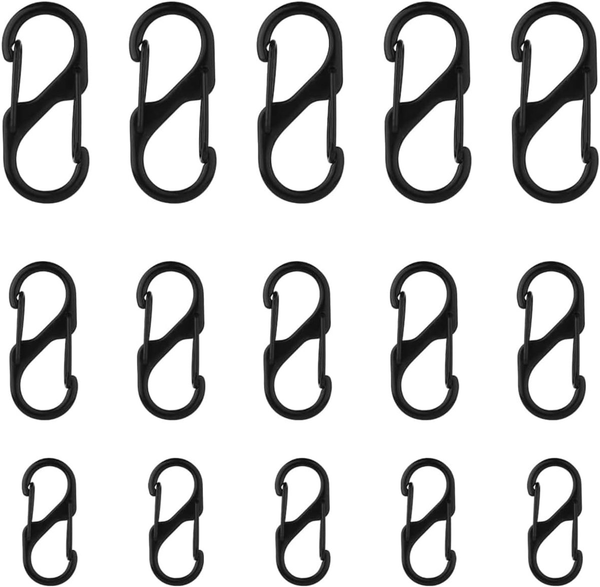 Dailygoods- Karabijnhaak Lichtgewicht - Sleutelhanger - Ritsclip - Dubbelsluiting - 15 Stuks - Zinklegering 3,2x1,4 cm