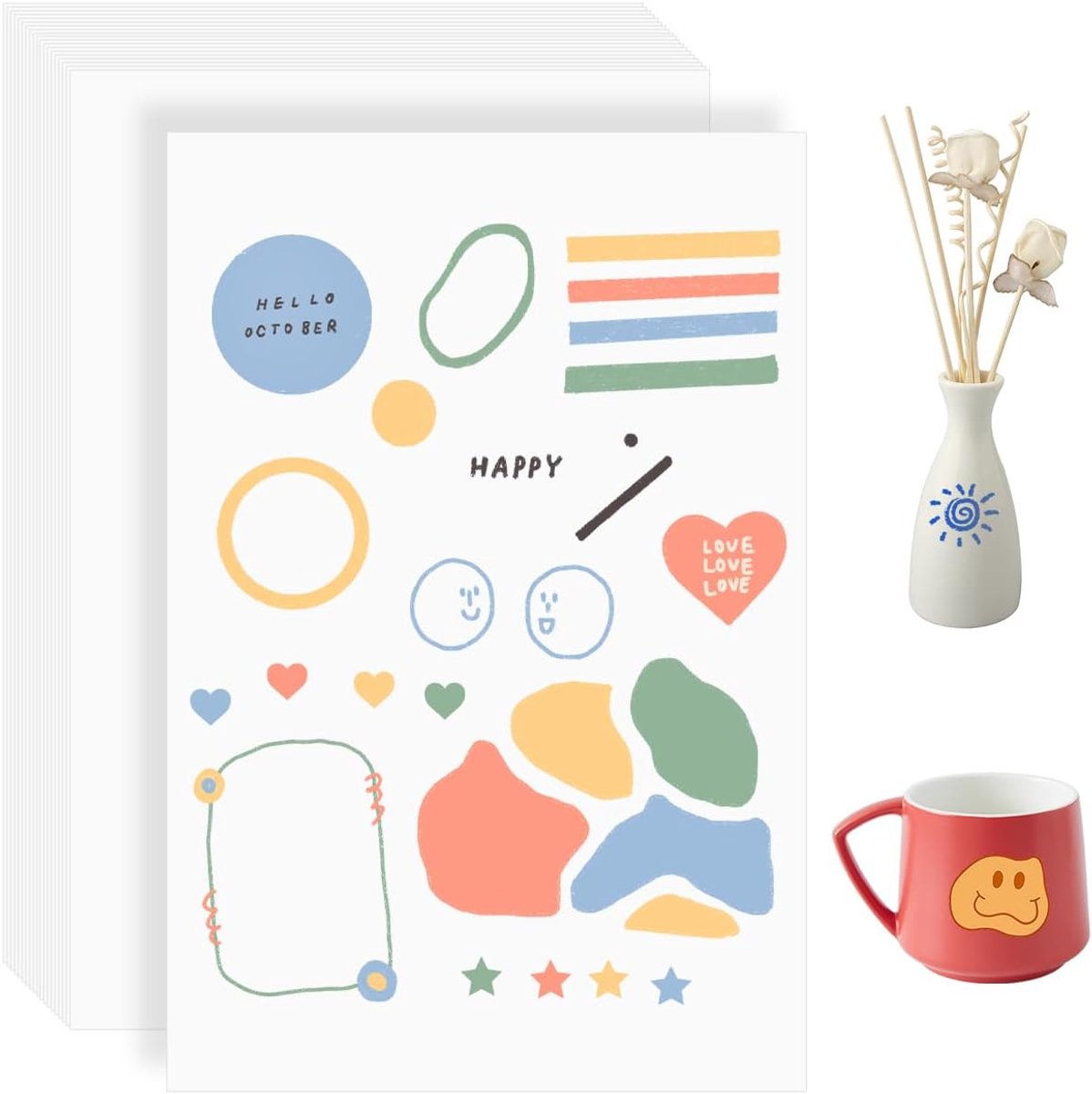 Dailygoods- Water Decal Film 20 Vellen A4 - Transferpapier voor Laserprinter - Sticker voor Keramiek/Glas/Kunststof - Hoge Resolutie tot 5760 - Sterke
