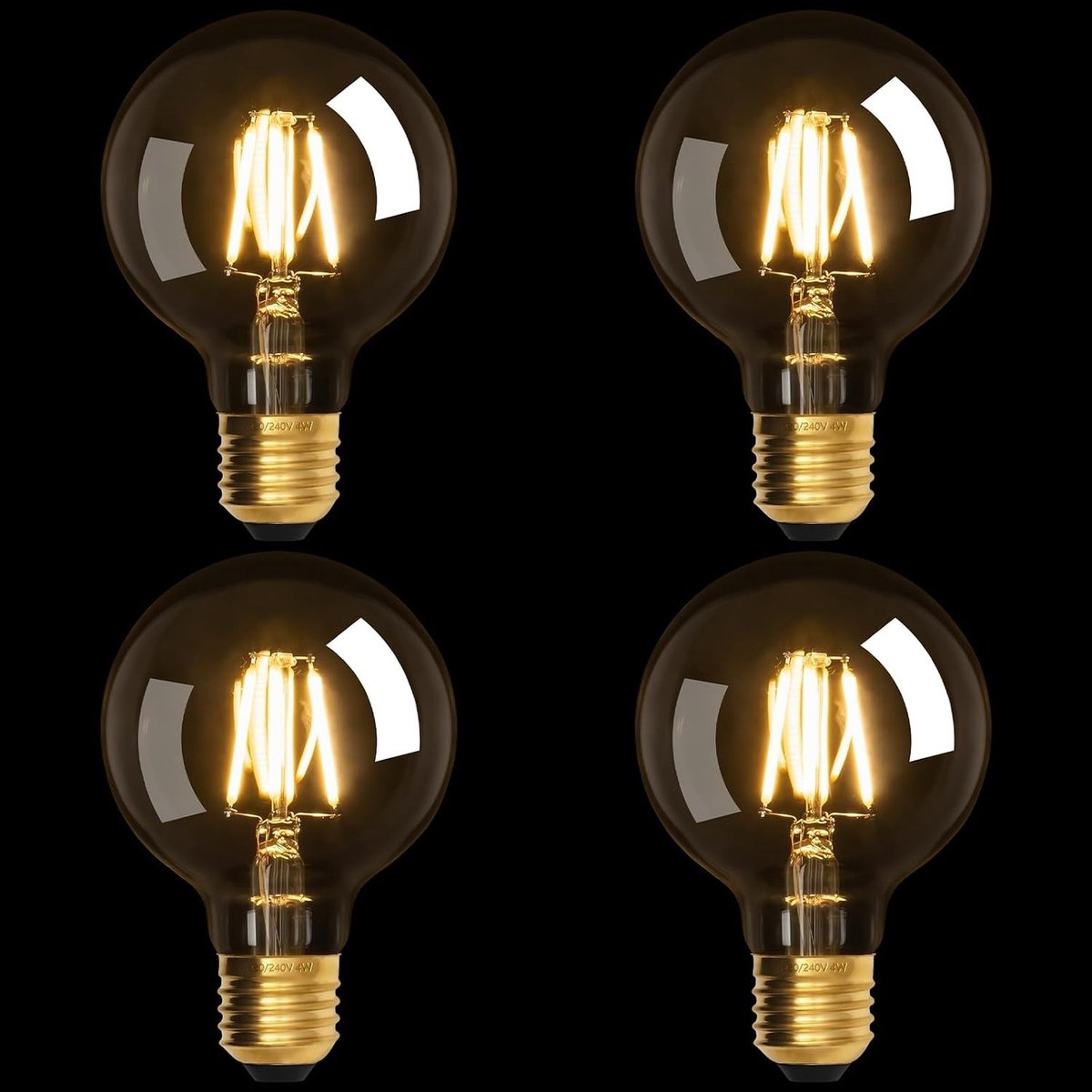 LED Lampen E27 - 4 Stuks - Warmwit Licht 2700K - Helder Glas - Voor Decoratieve Verlichting