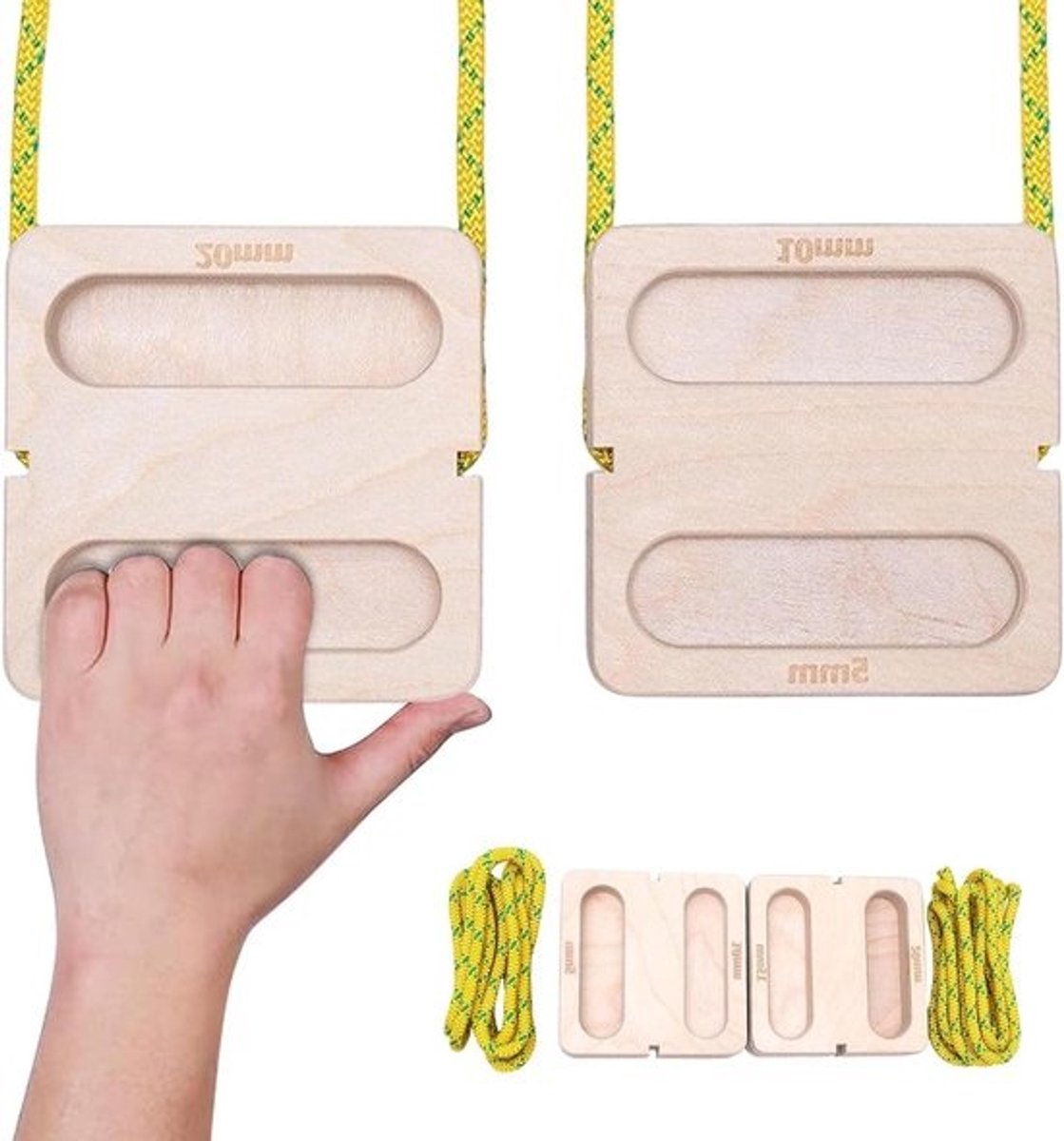 Klimhangbord - Grip trainer - Vingerkracht trainen - Natuurlijk materiaal - 11x11x3cm - Houtkleur
