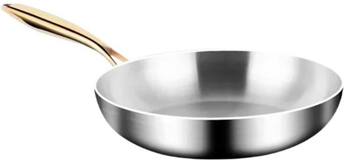 Roestvrij Staal Wok - Koekenpan - Veelzijdig Koken - Ergonomisch Handvat - 28 cm - Zilver