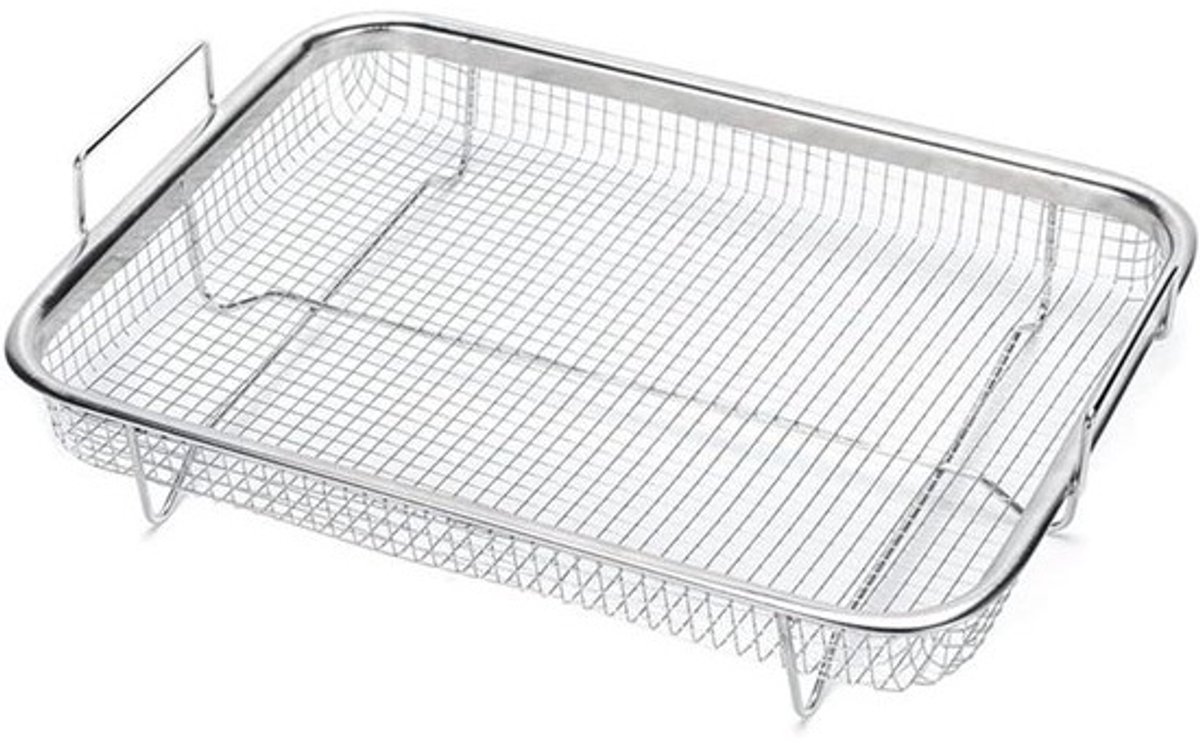 Friteusemand Roestvrij Staal - Grillmand Oven - Lekkere Snacks Maken - Vaatwasserbestendig - 32 x 23 x 9 cm - Zilver