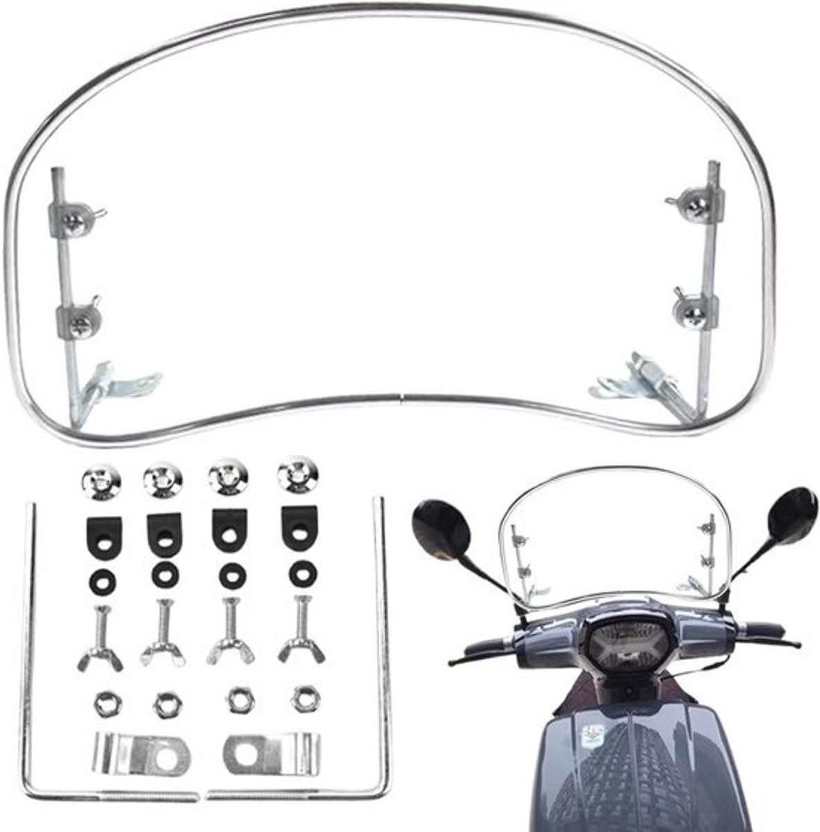 Motor Voorruit - Windscherm Motorfiets - Rijcomfort Verbeteren - Universele Pasvorm - 39 x 22 cm - Transparant