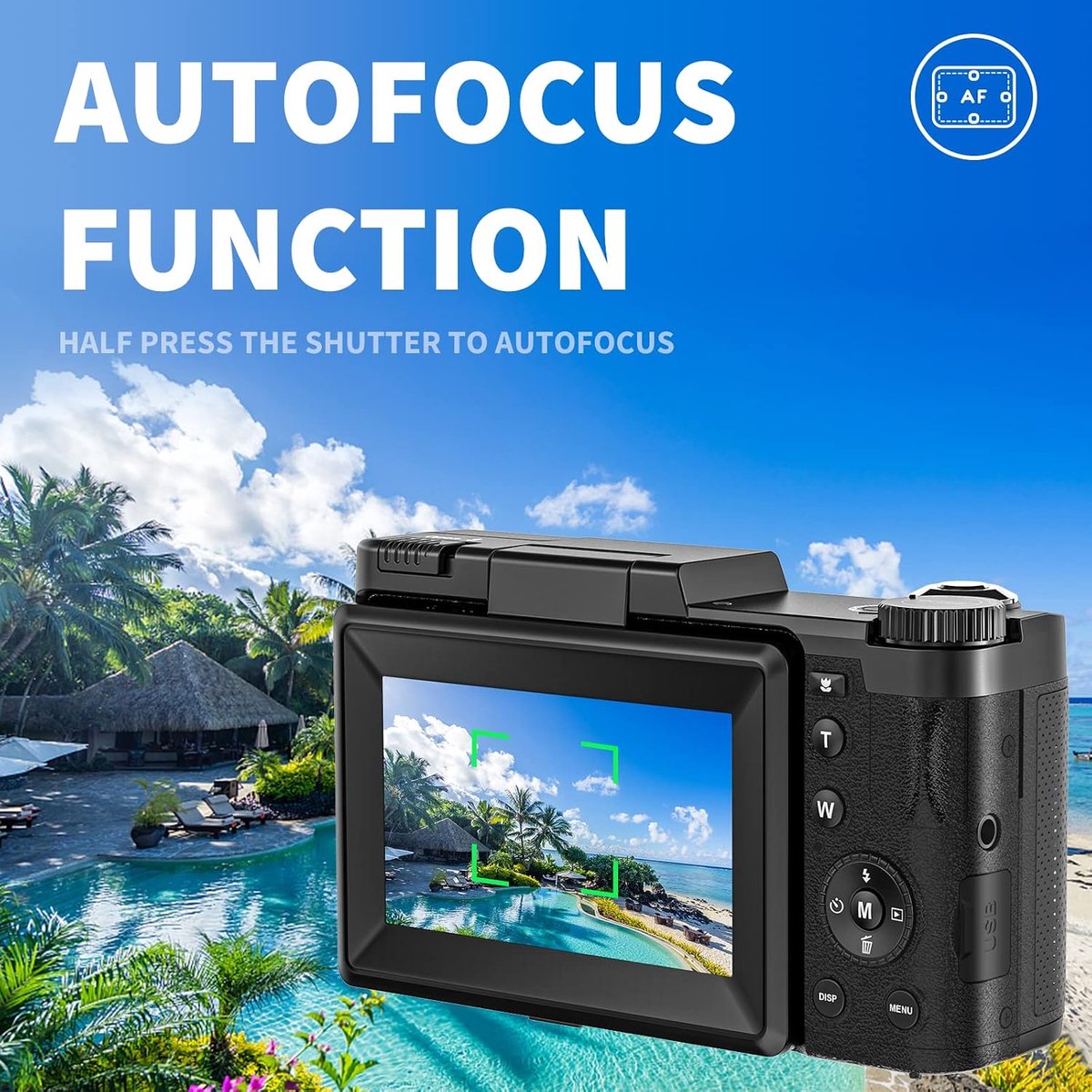 Camera 4K 48MP Vlogging Camera voor YouTube 16X Digitale Zoom met Macro Functie &Liftable Flash, Compacte Camera voor Fotografie 3 '' 180° Flip Scherm, 32 GB TF-kaart, 2 Batterijen thumbnail 3